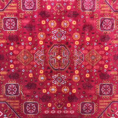 7 ft x 10 ft Red Persian 700 Reed Acrylic Rug, Qashqai Tribal Carpet