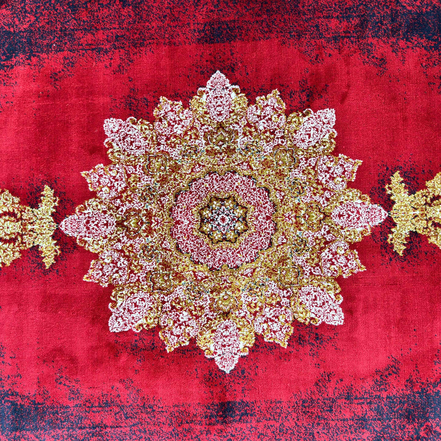 7 ft x 10 ft Red Persian 700 Reed Acrylic Rug, Vintage Medallion Carpet