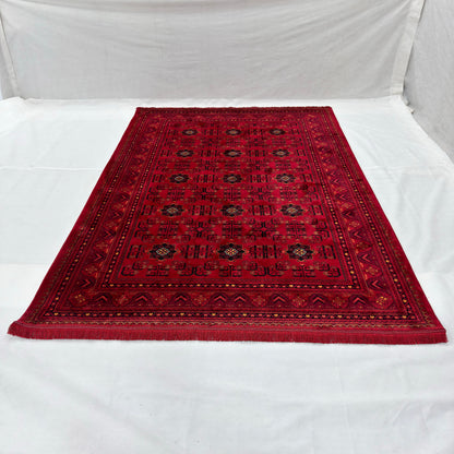 7 ft x 10 ft Red Persian 700 Reed Acrylic Rug, Tribal Geometric Carpet