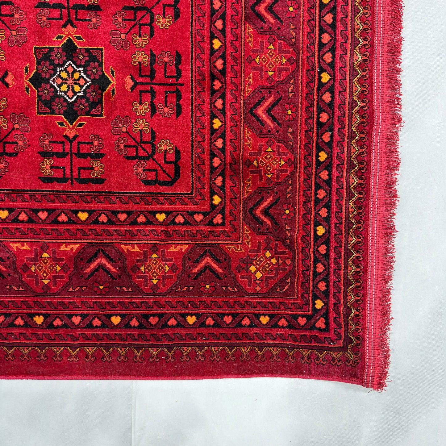 7 ft x 10 ft Red Persian 700 Reed Acrylic Rug, Tribal Geometric Carpet