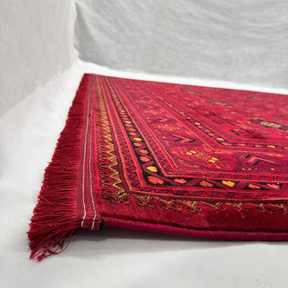 7 ft x 10 ft Red Persian 700 Reed Acrylic Rug, Tribal Geometric Carpet