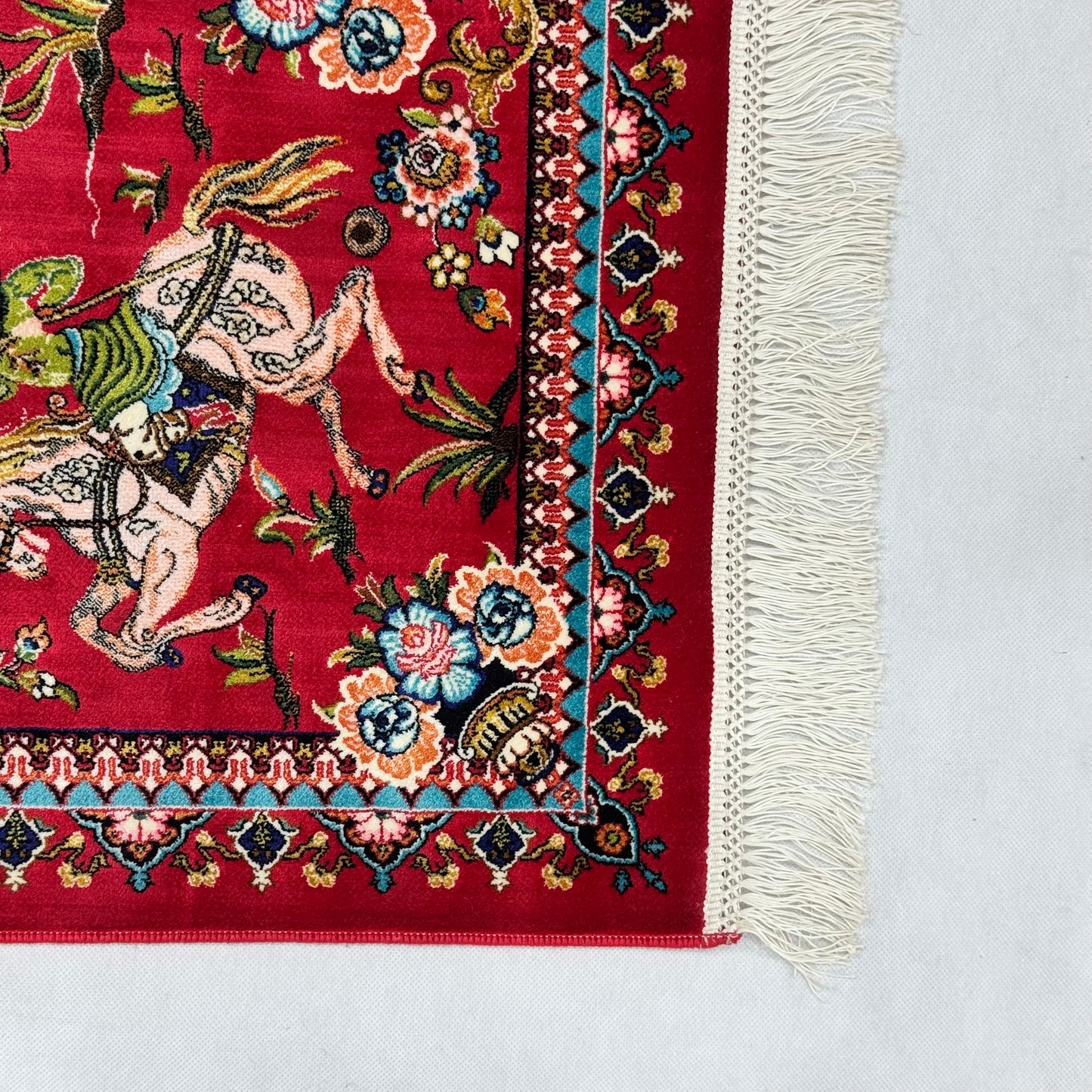 Persian Silk Hunting Scene Rug 2 ft x 3 ft | 1600 Reed Pure Silk Abresham