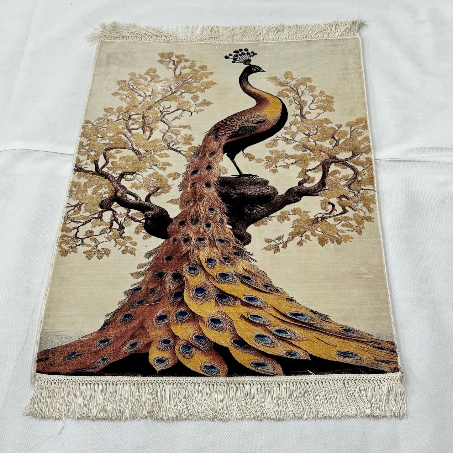 Persian Silk Peacock Rug 2 ft x 3 ft | Pure Silk Abresham | 1600 Reed