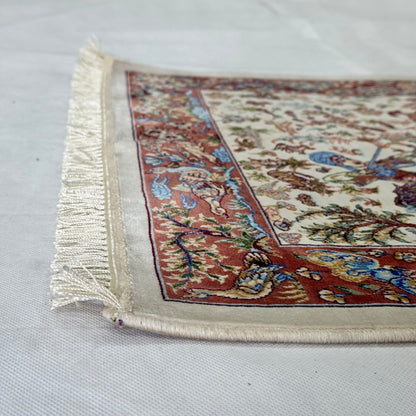 Persian Silk Hunting Scene Rug 2 ft x 3 ft | Pure Silk | 1600 Reeds