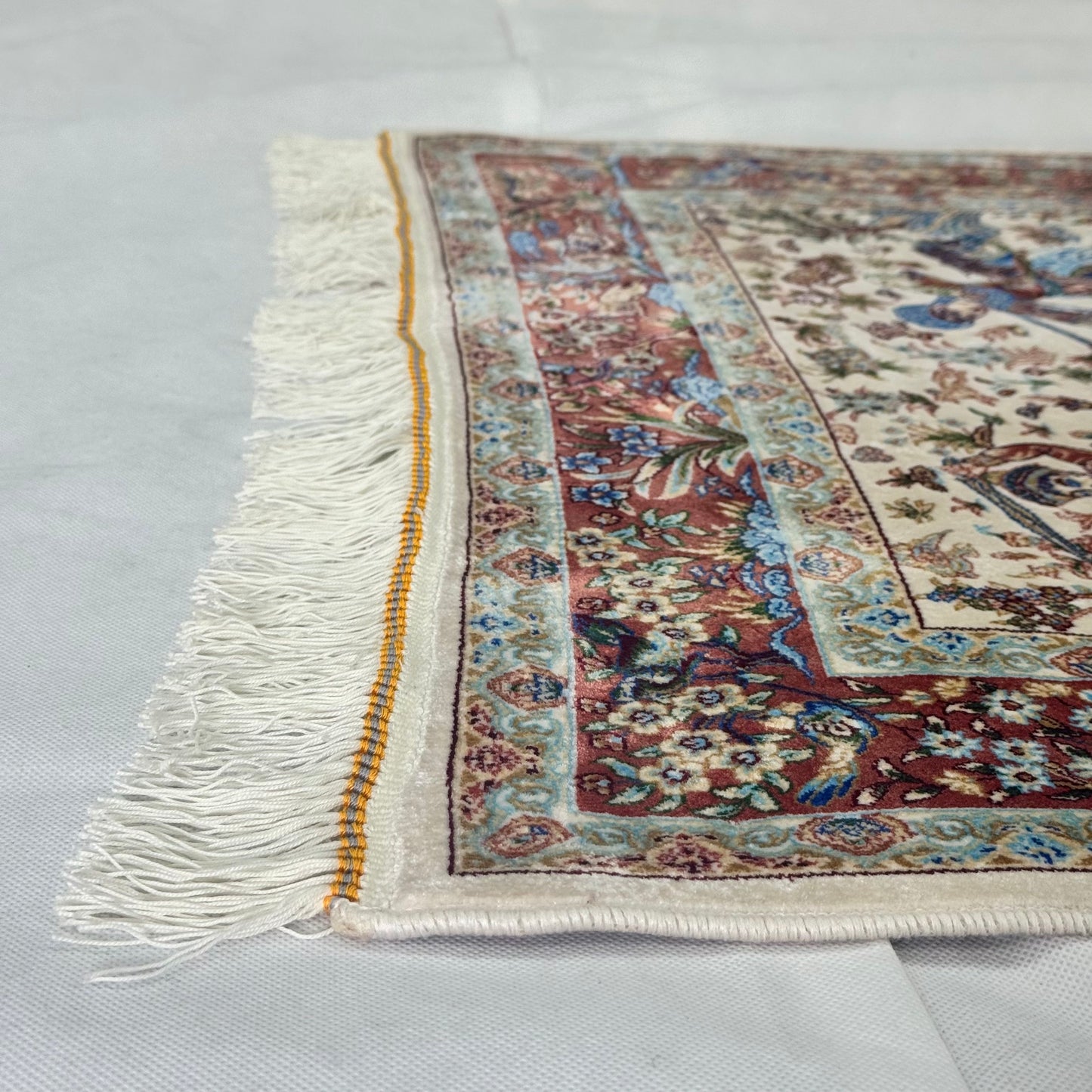 Persian Silk Hunting Scene Rug 2.5 ft x 4 ft | Pure Silk Abresham