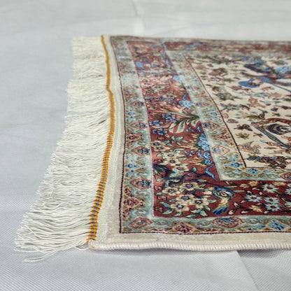 Persian Silk Hunting Scene Rug 2.5 ft x 4 ft | Pure Silk Abresham