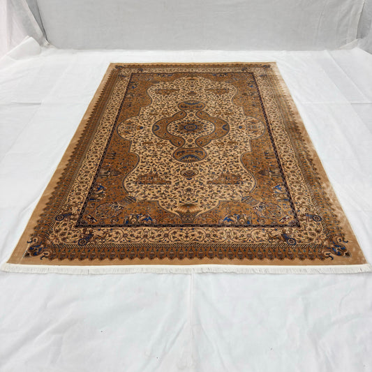 Persian Isfahan Medallion Pure Silk Abresham Rug 7 ft x 10 ft | 1600 Reed