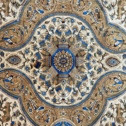 Persian Isfahan Medallion Pure Silk Abresham Rug 7 ft x 10 ft | 1600 Reed