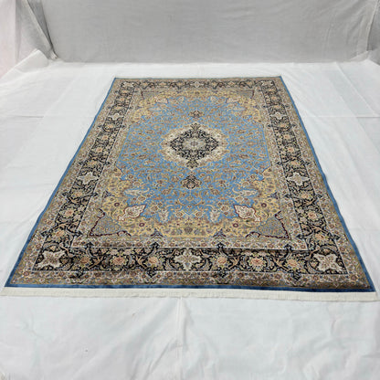 Persian Isfahan Medallion Pure Silk Abresham Rug 7 ft x 10 ft | 1600 Reed