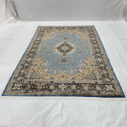 Persian Isfahan Medallion Pure Silk Abresham Rug 7 ft x 10 ft | 1600 Reed