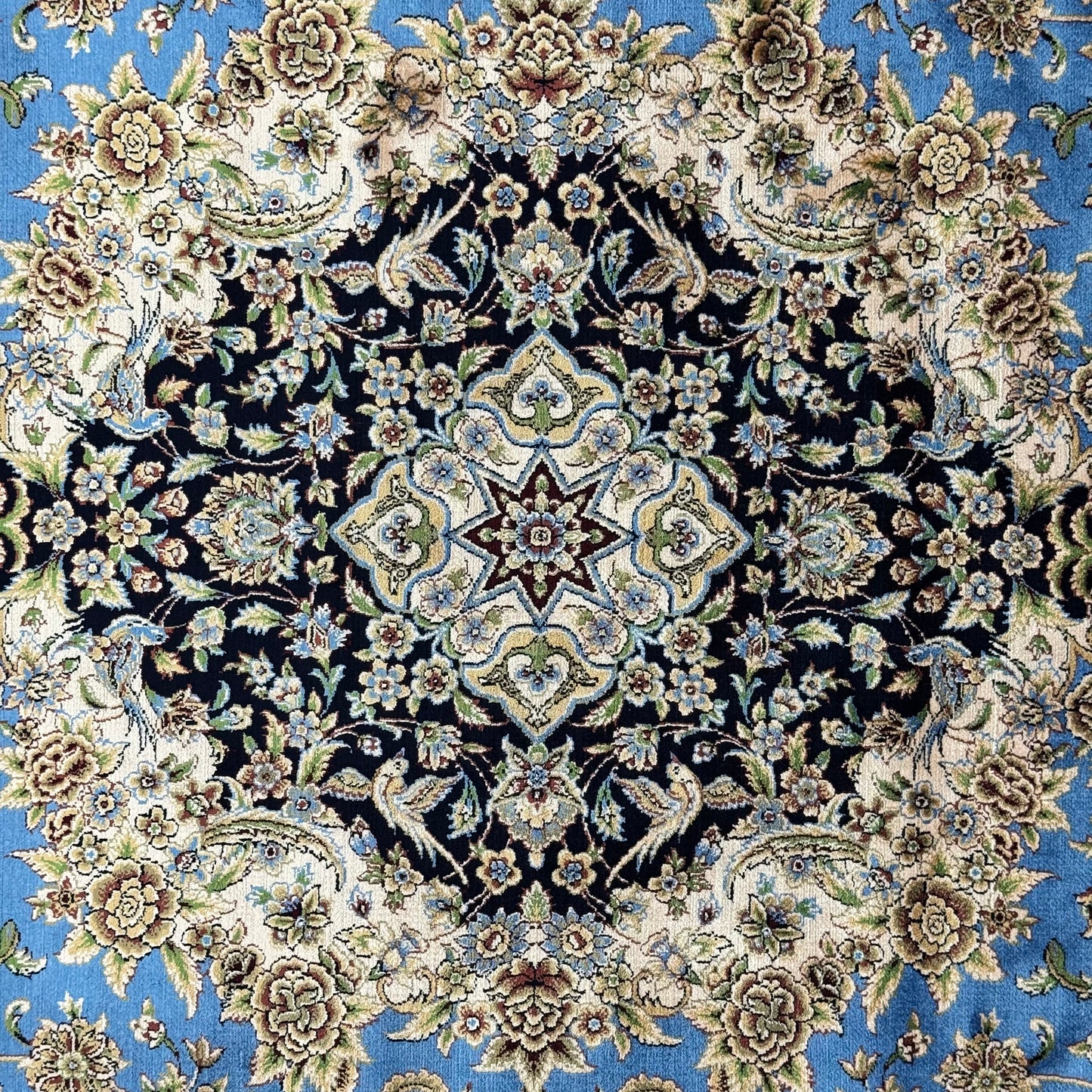 Persian Isfahan Medallion Pure Silk Abresham Rug 7 ft x 10 ft | 1600 Reed