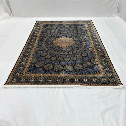 Persian Shah Abbasi Medallion Silk Rug 7 ft x 10 ft | Pure Silk Abresham 1600