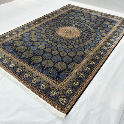 Persian Shah Abbasi Medallion Silk Rug 7 ft x 10 ft | Pure Silk Abresham 1600
