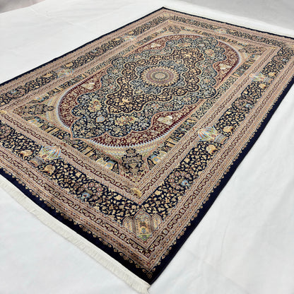 Persian Isfahan Medallion Pure Silk Abresham Rug 7 ft x 10 ft | 1600 Reed