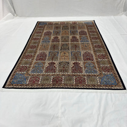 Persian Khamseh Garden Panel Pure Silk Abresham Rug 7 ft x 10 ft | 1600