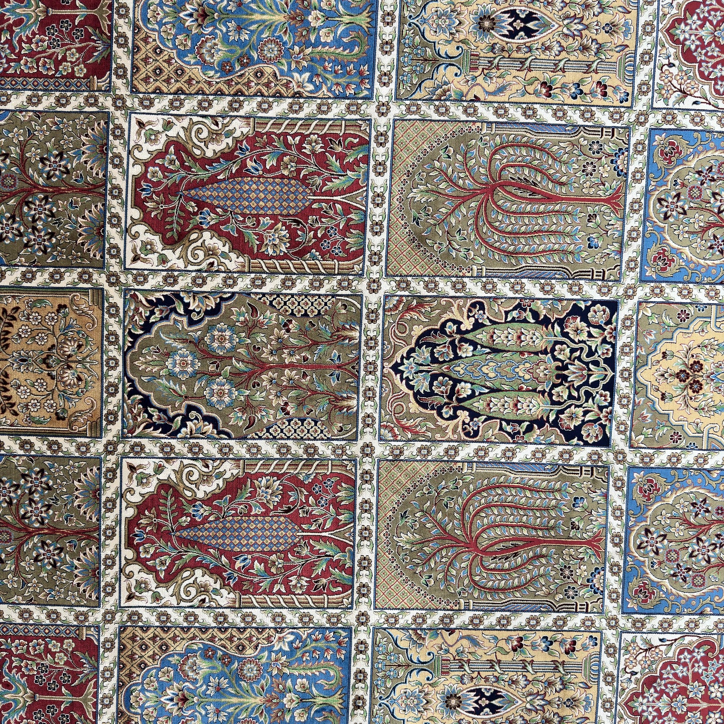 Persian Khamseh Garden Panel Pure Silk Abresham Rug 7 ft x 10 ft | 1600
