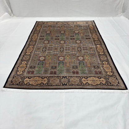 Persian Bagh Garden Panel Pure Silk Abresham Rug 7 ft x 10 ft | 1600 Reed