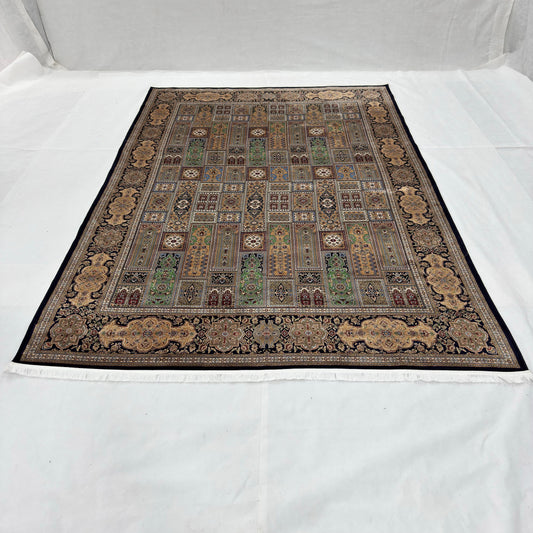 Persian Bagh Garden Panel Pure Silk Abresham Rug 7 ft x 10 ft | 1600 Reed