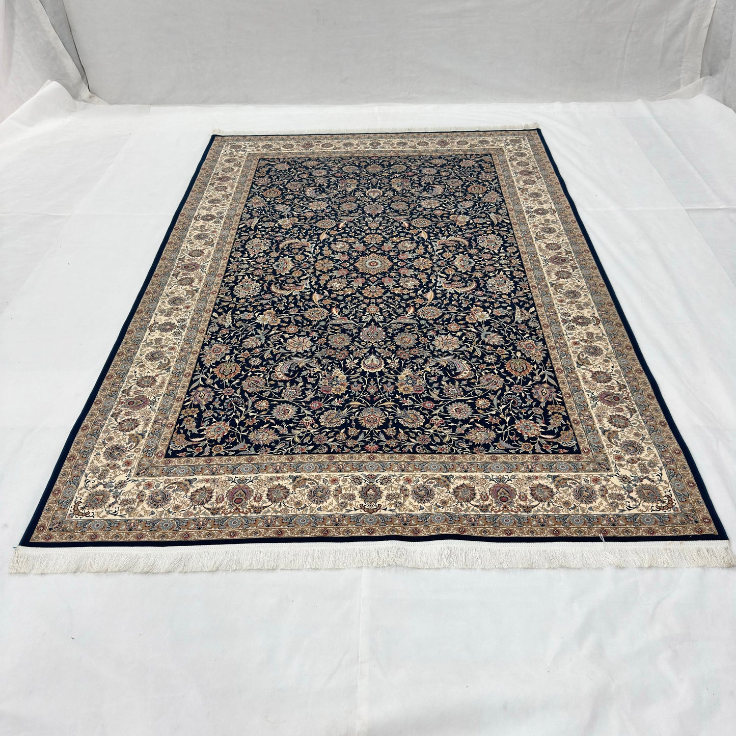 Persian Isfahan Arabesque Pure Silk Abresham Rug 7 ft x 10 ft | 1600 Reed