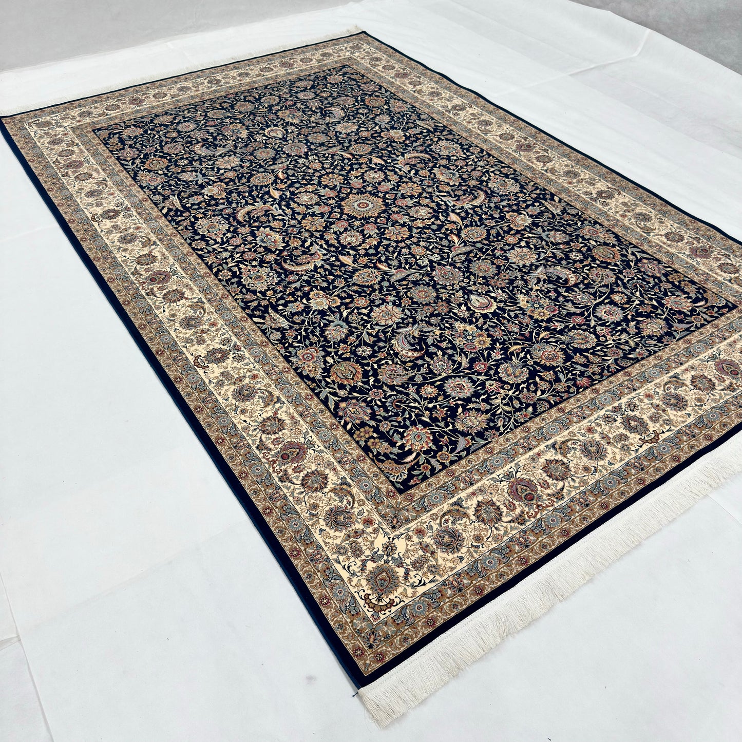 Persian Isfahan Arabesque Pure Silk Abresham Rug 7 ft x 10 ft | 1600 Reed