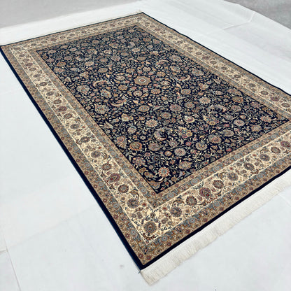 Persian Isfahan Arabesque Pure Silk Abresham Rug 7 ft x 10 ft | 1600 Reed