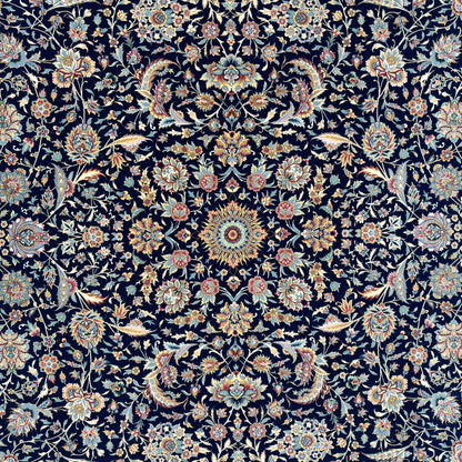 Persian Isfahan Arabesque Pure Silk Abresham Rug 7 ft x 10 ft | 1600 Reed