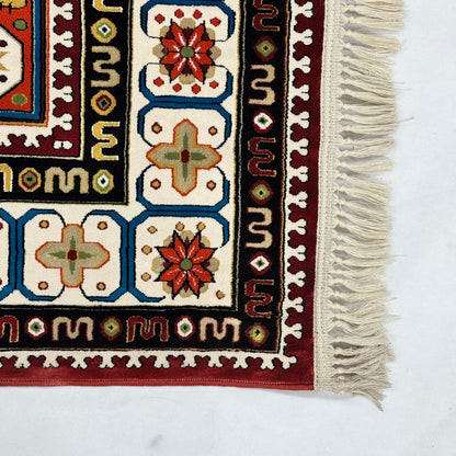 7 ft x 10 ft Red Persian 1200 Reed Acrylic Rug, Qashqai Geometric Carpet