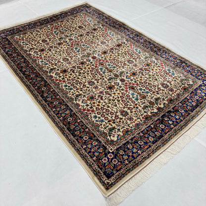 Persian Silk Floral Garden 5 ft x 8 ft | 1600 Reed Pure Silk Abresham Rug