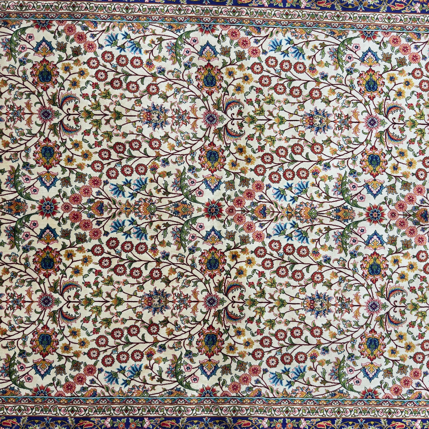 Persian Silk Floral Garden 5 ft x 8 ft | 1600 Reed Pure Silk Abresham Rug