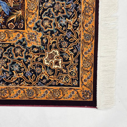 Persian Silk Abresham Rug 5 ft x 8 ft | 1600 Reed Iranian Floral Design