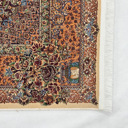 Persian Silk Abresham Medallion Rug 5 ft x 8 ft | 1600 Reed Machine-Made