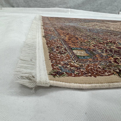 Persian Silk Abresham Medallion Rug 5 ft x 8 ft | 1600 Reed Machine-Made