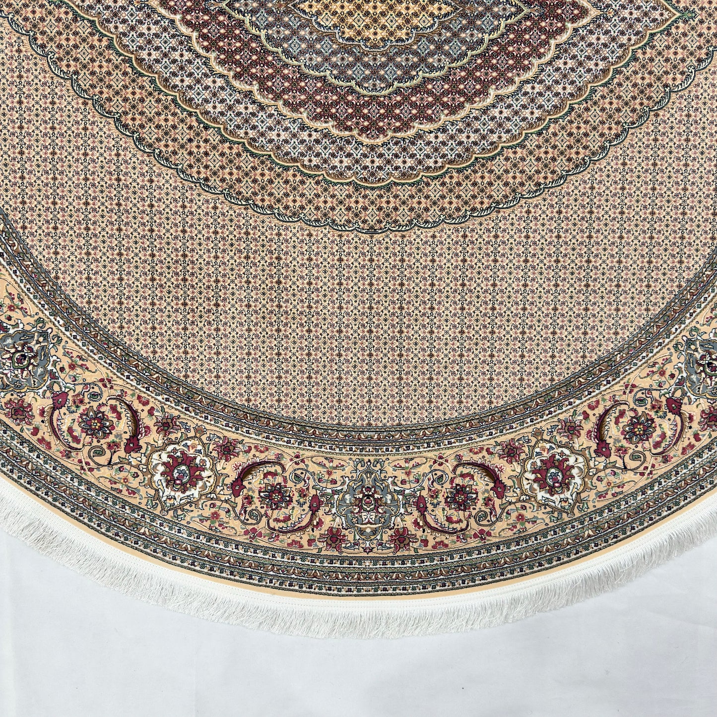 Persian Silk Round Rug 6.5 ft x 6.5 ft | Tabriz Medallion 1600 Reed