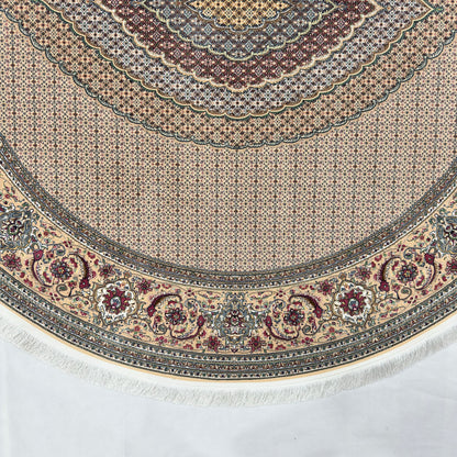 Persian Silk Round Rug 6.5 ft x 6.5 ft | Tabriz Medallion 1600 Reed