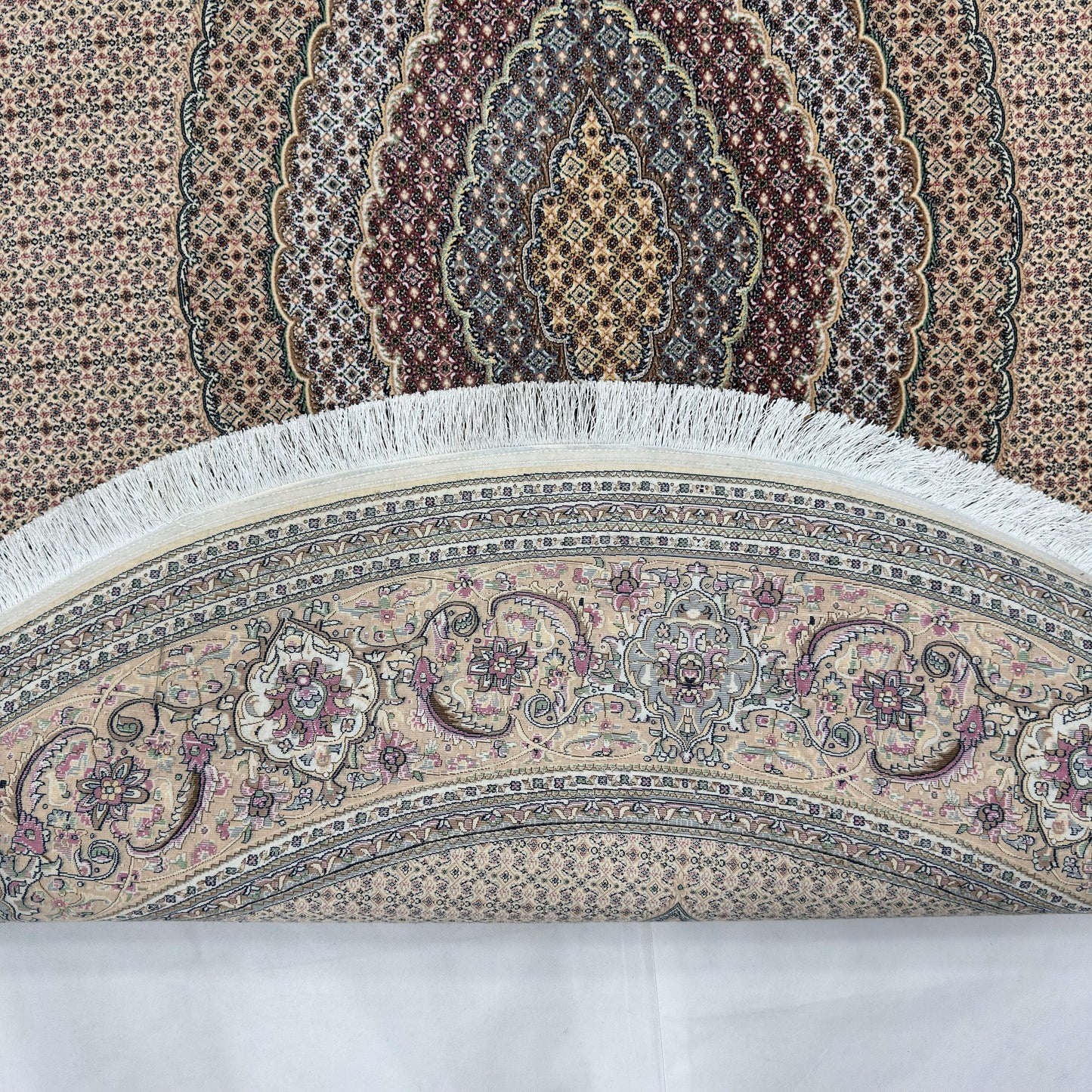 Persian Silk Round Rug 6.5 ft x 6.5 ft | Tabriz Medallion 1600 Reed