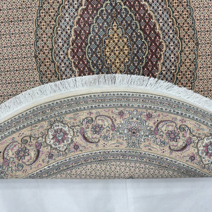 Persian Silk Round Rug 6.5 ft x 6.5 ft | Tabriz Medallion 1600 Reed