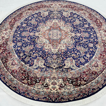 Persian Silk Round Rug 6.5 ft x 6.5 ft | Isfahan Medallion 1600 Reed