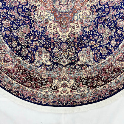 Persian Silk Round Rug 6.5 ft x 6.5 ft | Isfahan Medallion 1600 Reed