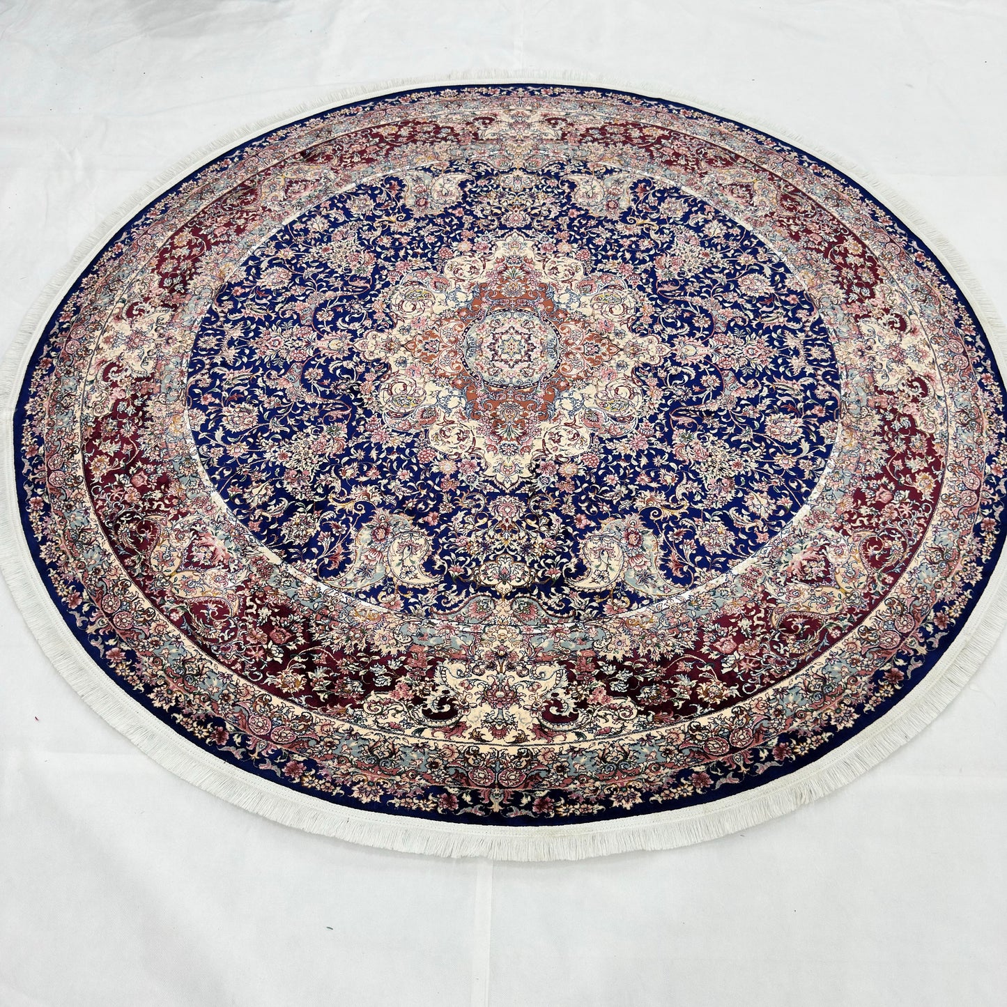 Persian Silk Round Rug 6.5 ft x 6.5 ft | Isfahan Medallion 1600 Reed