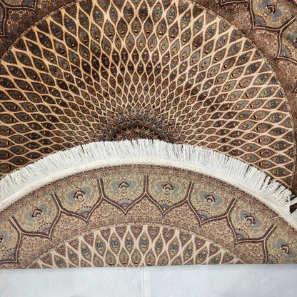 Persian Silk Round Rug | Pure Silk Abresham | 5 ft x 5 ft | 1600 Reeds