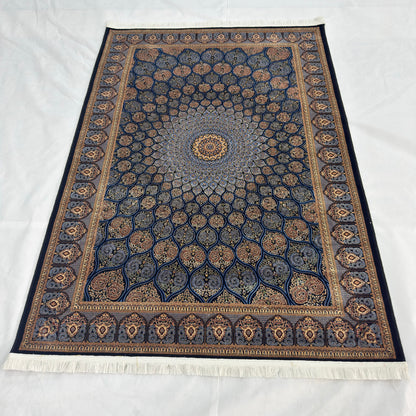 Persian Silk Medallion Rug 4 ft x 6 ft | 1600 Reed Pure Silk Abresham