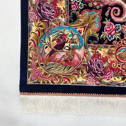 Persian Silk Qajar Pictorial Rug 3 ft x 5 ft | 1600 Reeds