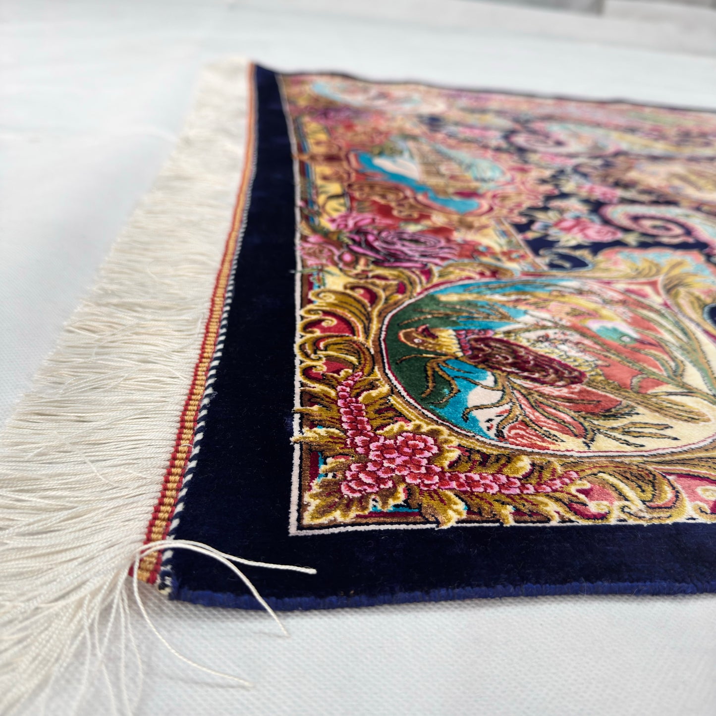 Persian Silk Qajar Pictorial Rug 3 ft x 5 ft | 1600 Reeds