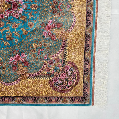Persian Silk Tabriz Floral Medallion Rug 3 ft x 5 ft | 1600 Reeds