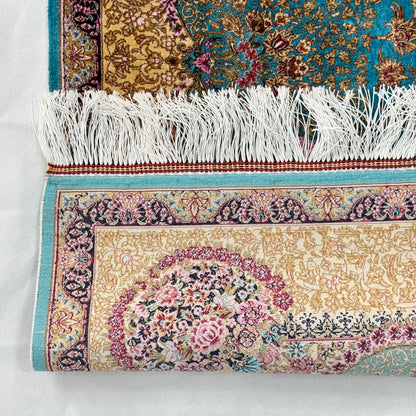 Persian Silk Tabriz Floral Medallion Rug 3 ft x 5 ft | 1600 Reeds