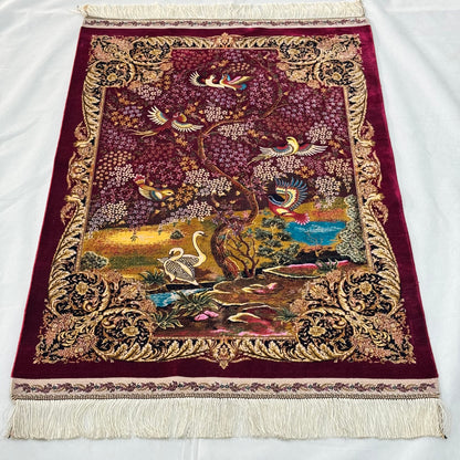 Persian Silk Bird of Paradise Rug 2.5 ft x 4 ft | 1600 Reeds Iranian