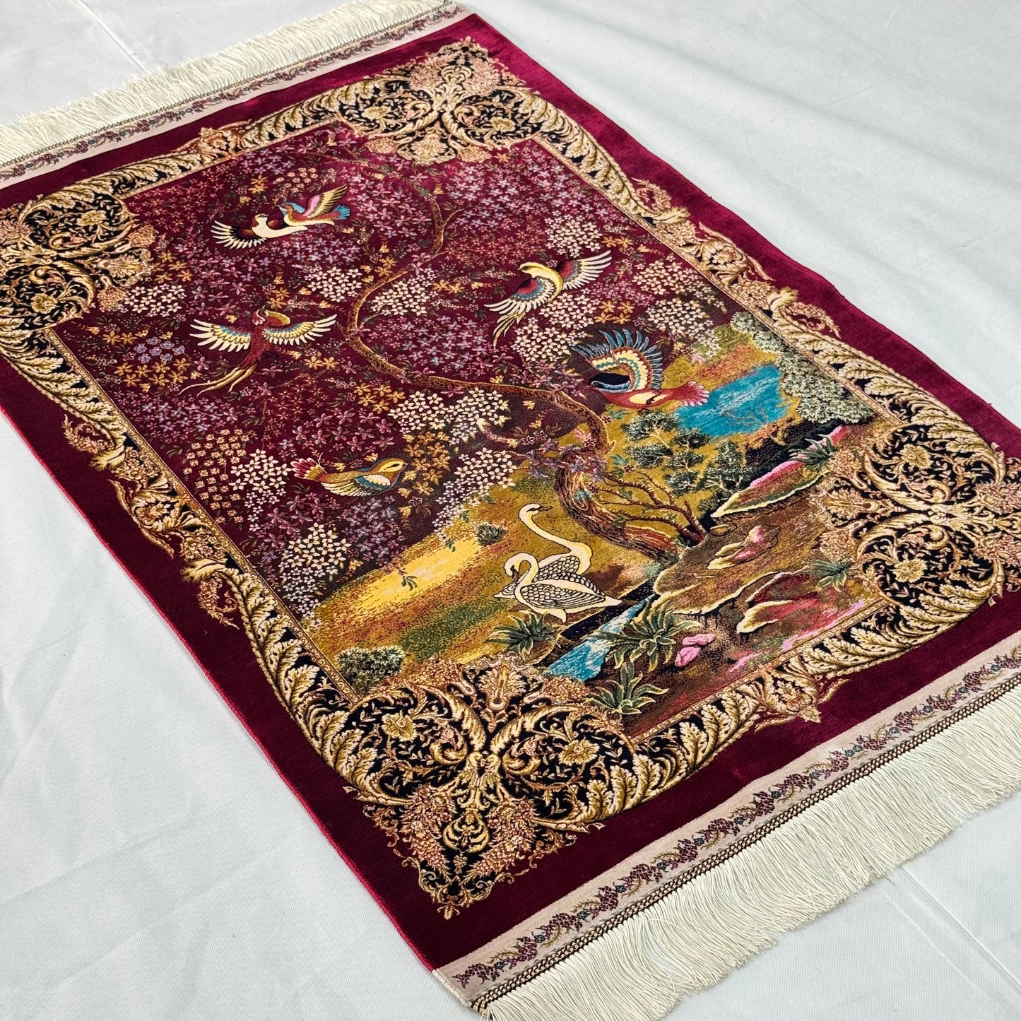 Persian Silk Bird of Paradise Rug 2.5 ft x 4 ft | 1600 Reeds Iranian