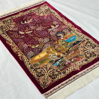 Persian Silk Bird of Paradise Rug 2.5 ft x 4 ft | 1600 Reeds Iranian