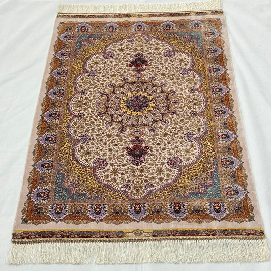 Persian Silk Tabriz Rug 2.5 ft x 4 ft | Pure Silk Abresham 1600 Reed