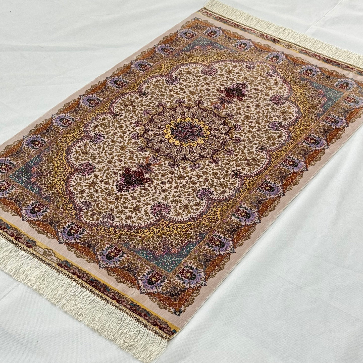 Persian Silk Tabriz Rug 2.5 ft x 4 ft | Pure Silk Abresham 1600 Reed